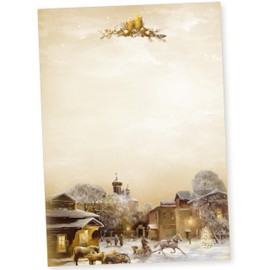 Lönneberg 25 Sets Christmas Letter Paper with Envelope without Window Christmas Paper A4 Letter Paper Christmas