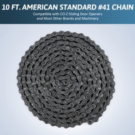 CO-Z #41 Roller Chain for Electric Gate Openers with 2 Connecting Links, 10 ft Gate Chain Extension Replacement for Automatic Sliding Gate Opener Operator Garage Hanger Door Go Karts ATVs Dirt Bikes