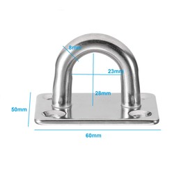 TERF® Heavy Duty Security Staple U Hooks 60mm Pad Eye Plate with Hole Ceiling Hook Wall Mount Hook with Screws for Wall Ceiling Hanging - Pack of 2