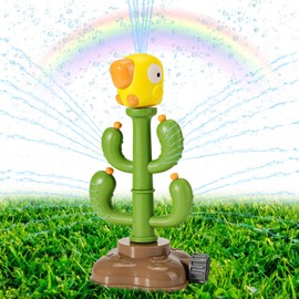 HeySplash Water Sprinkler Toy, Spinning Cactus Kids Sprinkler Toy, Summer Water Toys Splashing Fun, Outdoor Sprinklers Toy Sprays up to 8 FT for Yard, Lawn, Garden, Attaches to Garden Hose, Green