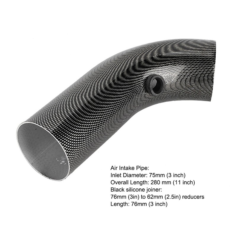 Universal Car 75mm Inlet Carbon Fiber Look Steel Cold Air