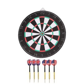 MTSDM 18" Dart Board, Premium Dart Game Set with 6 Metal Darts and Double-Sided Flocking Dartboard, Front and Back Two Games Design, with Removable Number Ring for Adult, Home, Bars and Tournaments