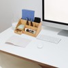 Desk Organizer, Modern Simple Bamboo Wooden Office Desktop Storage Organizer