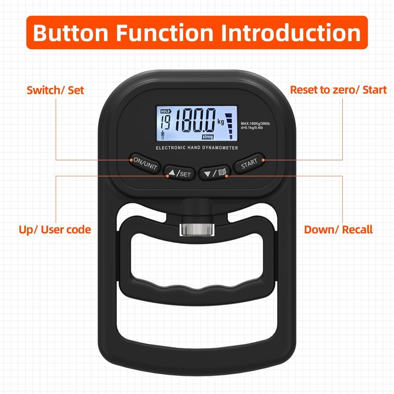 Digital Hand Dynamometer Grip Strength Tester, Digital Dynamometer for Hand
