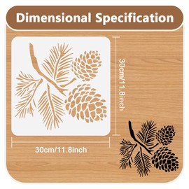 Pine Cone Stencil for Painting on Wall 30 x 30cm Reusable Plastic Craft Stencil for Painting on Wood Fabric Furniture, DIY Home Decor Stencil
