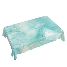 Walmsco Tablecloth Cyan Watercolor Marble Decor For Dining Room Kitchen Rectangular Table Cover 132 * 178cm