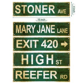 Shimeyao Vintage Exit Sign Decor, 5 Pieces Aluminium Retro Avenue Street Sign, 4 x 16 Inch, for Home Wall Decor
