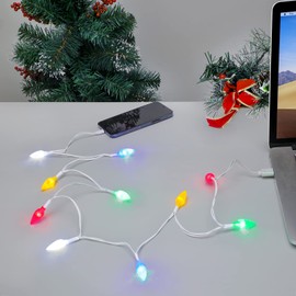 LED Christmas Light Phone Charger Cord USB Charging Cable Gift for Phone 14/13/12/11 Pro/XS/XS Max/XR/X/8 Plus/ 8/7 Plus/7s Plus/6s/6/5s/5c/5Pad with 10 Lights Christmas Decorations(White 2pcs)