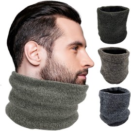 Thermal Neck Warmer, 4 Pack, Fleece Lined Gaiter Warm Winter Scarf Tube Wrap Mens Womens Bulk Pack (Assorted Marled)
