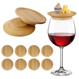 Dannir 8Pcs Wine Glass Charcuterie Topper, Mini Charcuterie Boards, Wine Glass Topper Charcuterie Appetizer Plates, Wine Glass Covers to Keep Bugs Out for Family Gatherings Bars Restaurants