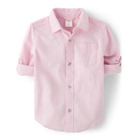 Gymboree,and Toddler Long Sleeve Button Up Shirts,Simple Pink,18-24 Months