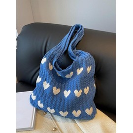 Cute Heart Pattern Crochet Summer Tote Bag for Women, Summer 2025 Large Everything Tote Bag, Large Beach Bags, Trendy High Quality Everyday Shoulder Bag for Daily, Gifts for Her:_Pink_Please Refer To The Pictures for Dimensions