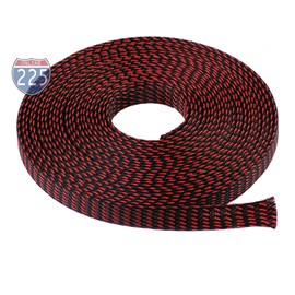 10 FT 5/8" 16mm Black Red Expandable Wire Cable Braided Sleeving Sheathing Loom Tubing US