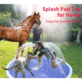 OOXYG Thickened Horse Splash Pad Toy, Anti-Slip Horse Bathtub for Summer, Durable Outdoor Water Play Mat for Horse and Dog, Pet Swimming Pool Bathtub(78in, Blue)