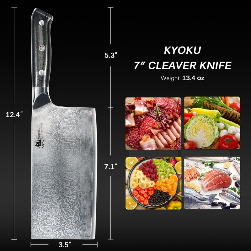KYOKU Vegetable Cleaver Knife - 7" - Shogun Series -