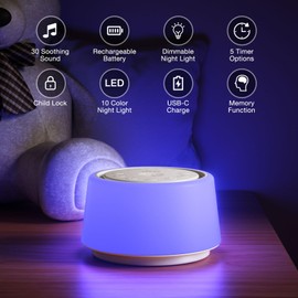 LEICEX White Noise Sound Machine | Sound Machine for Baby Rechargeable | 30 Soothing Sounds | 10 Colors Night Light | White Noise Machine for Sleep Baby Adults Portable Sound Machine for Home Travel