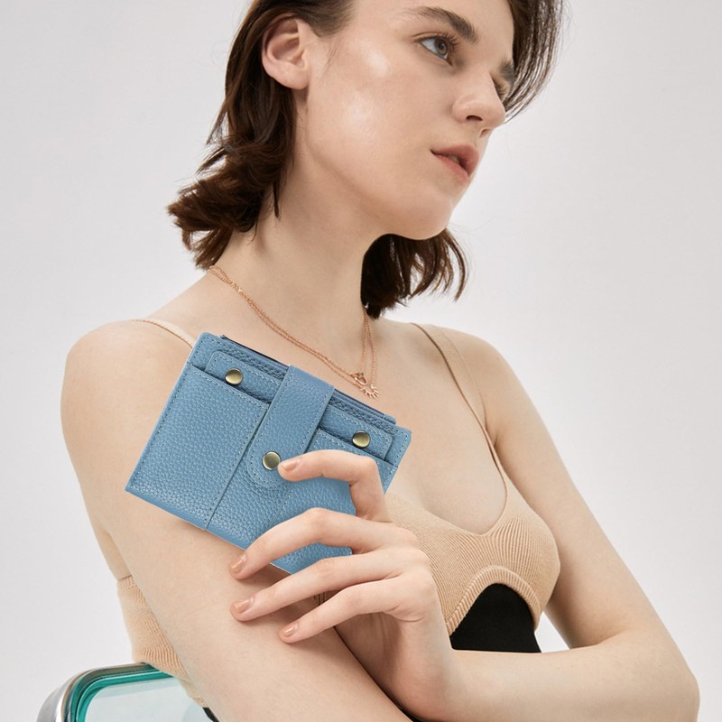 GOIACII Women's Small Leather Purse with RFID, blue
