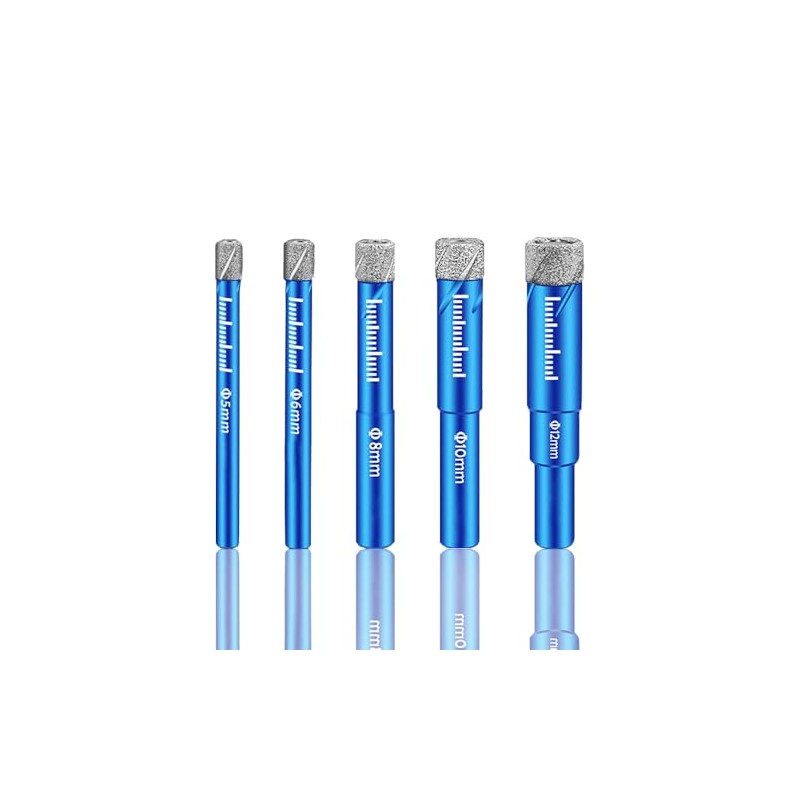 Diamantbohrer Fliesenbohrer Set 5PCS Glasbohrer für Glas Keramik Granit Winkelschleifer