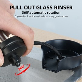 Automatic Glass Rinser for Kitchen Sink 360 Degree Rotating Spout Glass Rinser High Pressure Kitchen Sink Faucet Bottle Washer Cleaner Accessories for Bar Sink Attachment