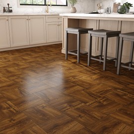 Livelynine 32-Sheets Vinyl Flooring Brown Wood Peel and Stick Floor Tile Waterproof Floor Tiles for Bathroom Attic Kitchen RV 12x12" Sticky Laminate Vinyl Sheet Flooring Renter Friendly Floor Stickers