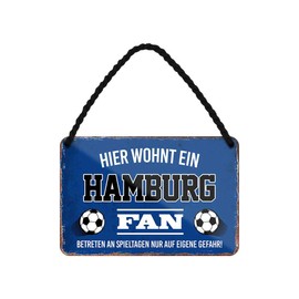 Hamburg Fan Tin Sign - Metal Sign with Cord and Suction Cup - Hanging Sign for Fans Ultras Pendant Enthusiasts - Wall Decoration Door Decoration for Man Cave Teenager's Room Workshop Living Room - 18