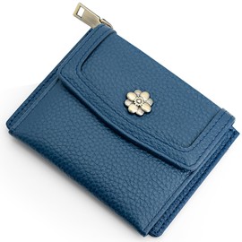 XINNSTAR Card Case Slim Front Pocket Wallet for Women RFID Blocking Leather Credit Card Holder Trifold Small Wallets Woman with Zipper Coin Pocket