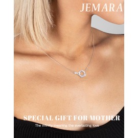 JEMARA Mom Gifts Sterling Silver Necklace Infinity Cubic Zirconia Mobius Circle Necklace Mother Birthday Gift for Women