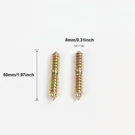 Pack of 10 M6 / M8 Both Ends Wood to Wood Screw Self Tapping Screws 5 Sizes Thread Screws for Furniture Fixing Dowels 50/60/80 mm