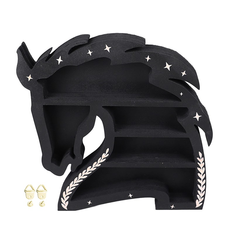 Horse Shape Wooden Crystal Display Shelf Decorative Wooden Crystal Wall