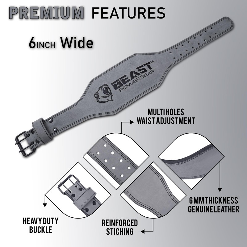 Beast Power Gear Weight Lifting Belt - 4” Genuine Leather