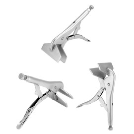 QWORK 10" Locking Sheet Metal Clamp, 2 Pack Welding Locking Plier Tools, Heavy Duty Sheet Metal Grip Tool, Adjustable Opening Nickle Plated Welding Plier