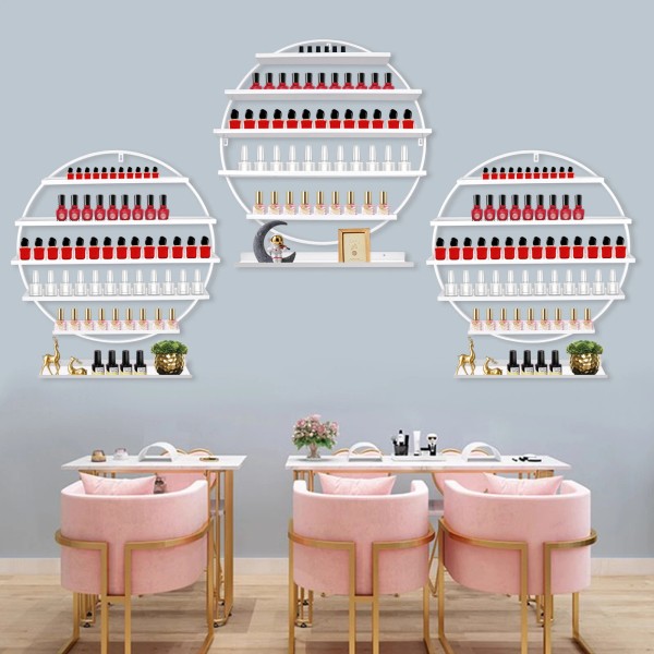TBvechi Wall Mounted Round Shape Nail Polish Storage Rack, Holder