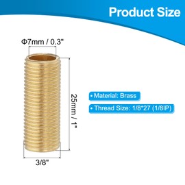 PATIKIL 1/8IP Standard Thread Brass Lamp Pipe Nipple, 5 Pcs 25mm/ 1" Length Hollow Tube Adapter Coupler Connector Pipe Fitting Hardware DIY Repair Part for Lamp Lights