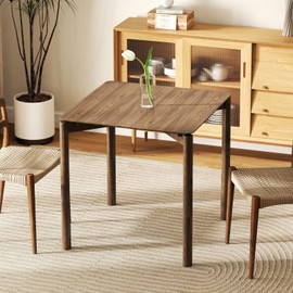 DUOMAY 29.5'' Square Wooden Dining Table, Modern Wood Kitchen Table for 4, Square Dinner Table for Small Space Dining Room Kitchen Living Room Apartment, Walnut Table Olny