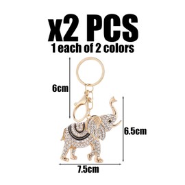 NIDHFG 2 Pieces Of Elephant Diamond-Inlaid Key Ring, Cute Animal Metal Decoration, Creative And Fashionable Keychain, Women'S Bag Pendant, Key Accessories.