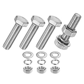 M METERXITY 10-Pack Hex Head Screw Bolt with Nuts Flat & Lock Washers M10x40mm Stainless Steel Bolts and Nuts Kit Fully Threaded Metric Bolt Assortment for Equipment/Machinery