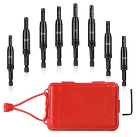 CCTSA Self Centering Drill Bits Set for Hinges, Center Drill Bits VIX Bit Set with Red Plastic Storage Case for Wood Woodworking Door Window Cabinet Hinge Total 10 PCS (Black)