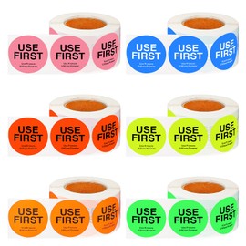 Molain 3000 Pcs 1.5 Inch Use First Stickers, 6 Rolls Inventory Management Control Labels Permanent Adhesive Restaurant Kitchen Quality Food Service FIFO Label, 6 Colors