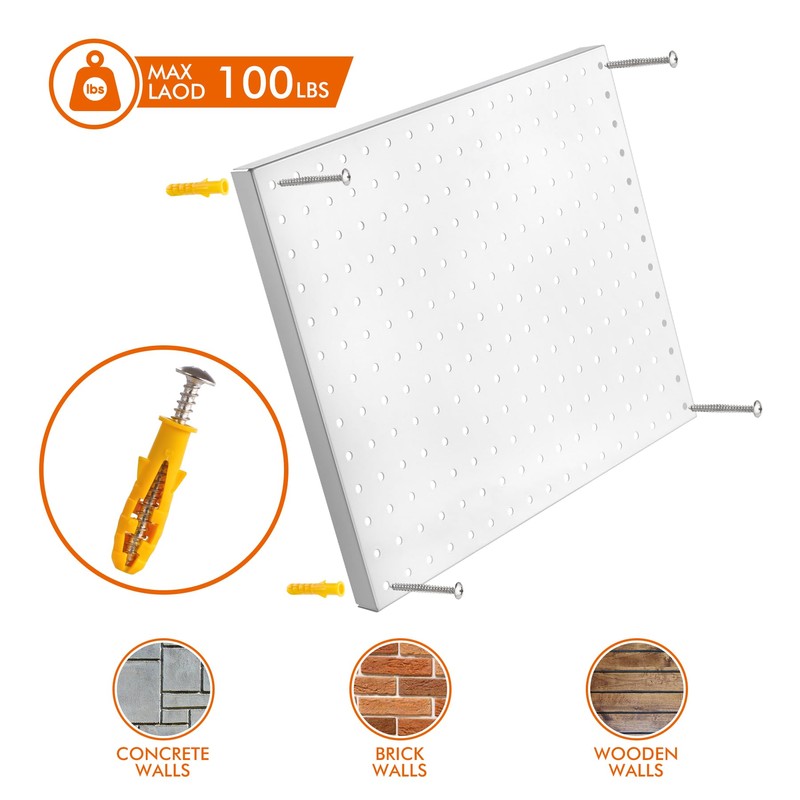 G.CORE Heavy Duty Metal Pegboard Organizer - Wall Storage Steel