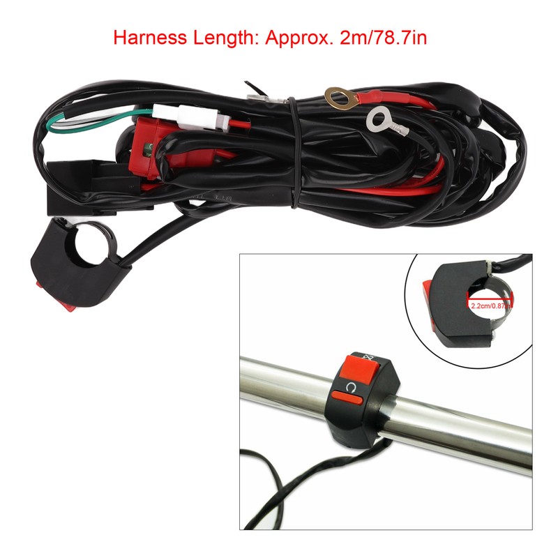 Motorcycle LED Work Light Switch Wiring Harness 12V 40A for