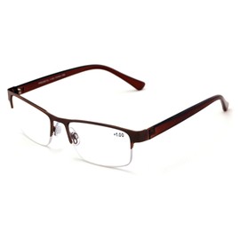 Metal Rectangular Progressive Clear Lens No Line Reading Glasses Tri-Focal Reader (Bronze, 2.75)