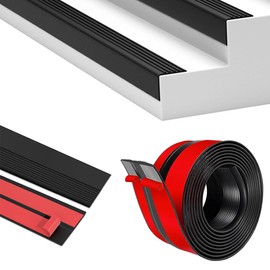 Stair Edge Trim Self-Adhesive, Non-Slip Stair Nosing & Edge Protector Steps Trim Rubber Strips for Staircase Step Uses (3.3FT, Black)
