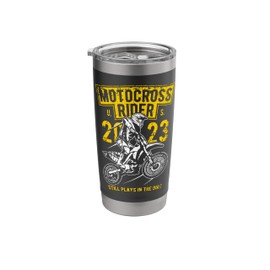 Motocross Dirt Bike Motorcycle Racing Distressed Design Stainless Steel Insulated Tumbler