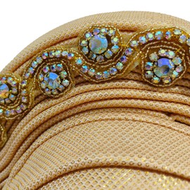 JRZXTWL Classic African Head Wrap Auto Gele Headties Women's Turban Hats Beading Wedding Nigerian Fashion Headbands (gold, standard)