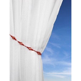 Twinkle Crystal Tie Backs, Tie Back Pairs, Beaded Rope Curtain Voile Hold Backs, (Topaz)