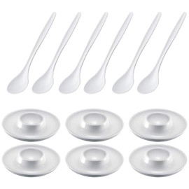 Westmark 6 Egg Cups Round Diameter 10 cm + 6 Egg Spoons 14.5 cm High-Quality Plastic Punto White 206222E6