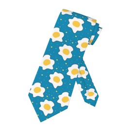 NiuKom Cartoon Fried Egg Deep Blue Men'S Neckties Tie Fashion Tie Print Novelty Neck Ties For Every Outfit