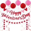 VioraWhite 17 Pcs Happy Valentine's Day Decorations Red Pink Glitter