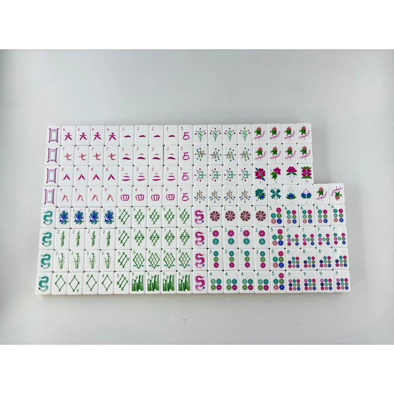 Engraved American Mahjong Tiles 160PCS Luxury 4-Layer 32mm Red Green