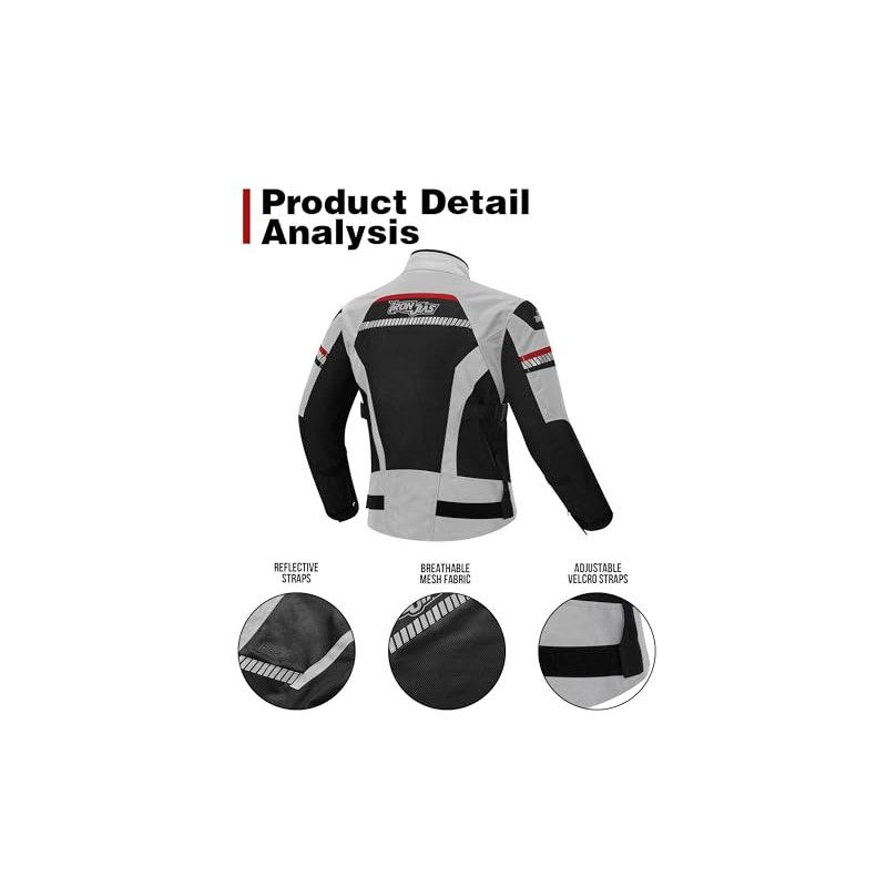 BORLENI Motorcycle Jacket Summer Men's Breathable Armour Protection High Gloss